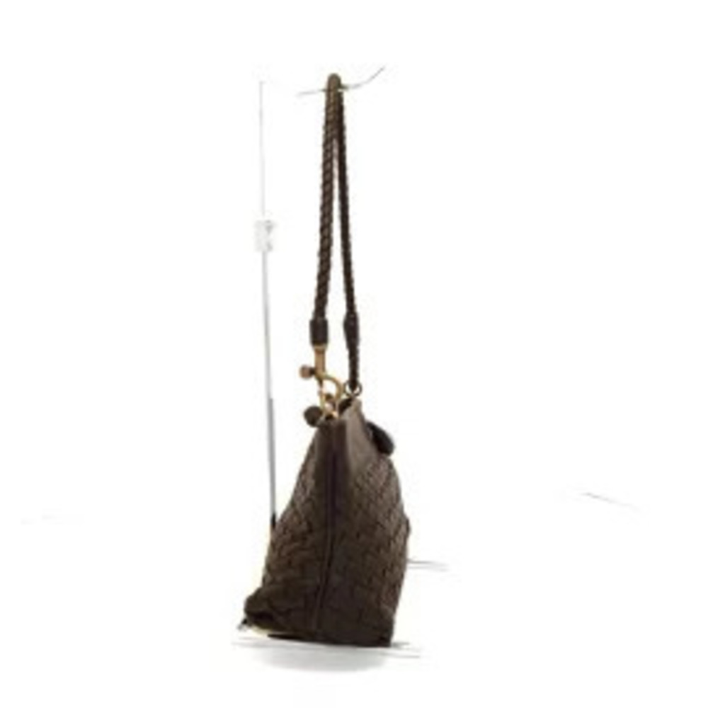 Bottega Veneta Intrecciato Shoulder Bag Dark Brown Leather